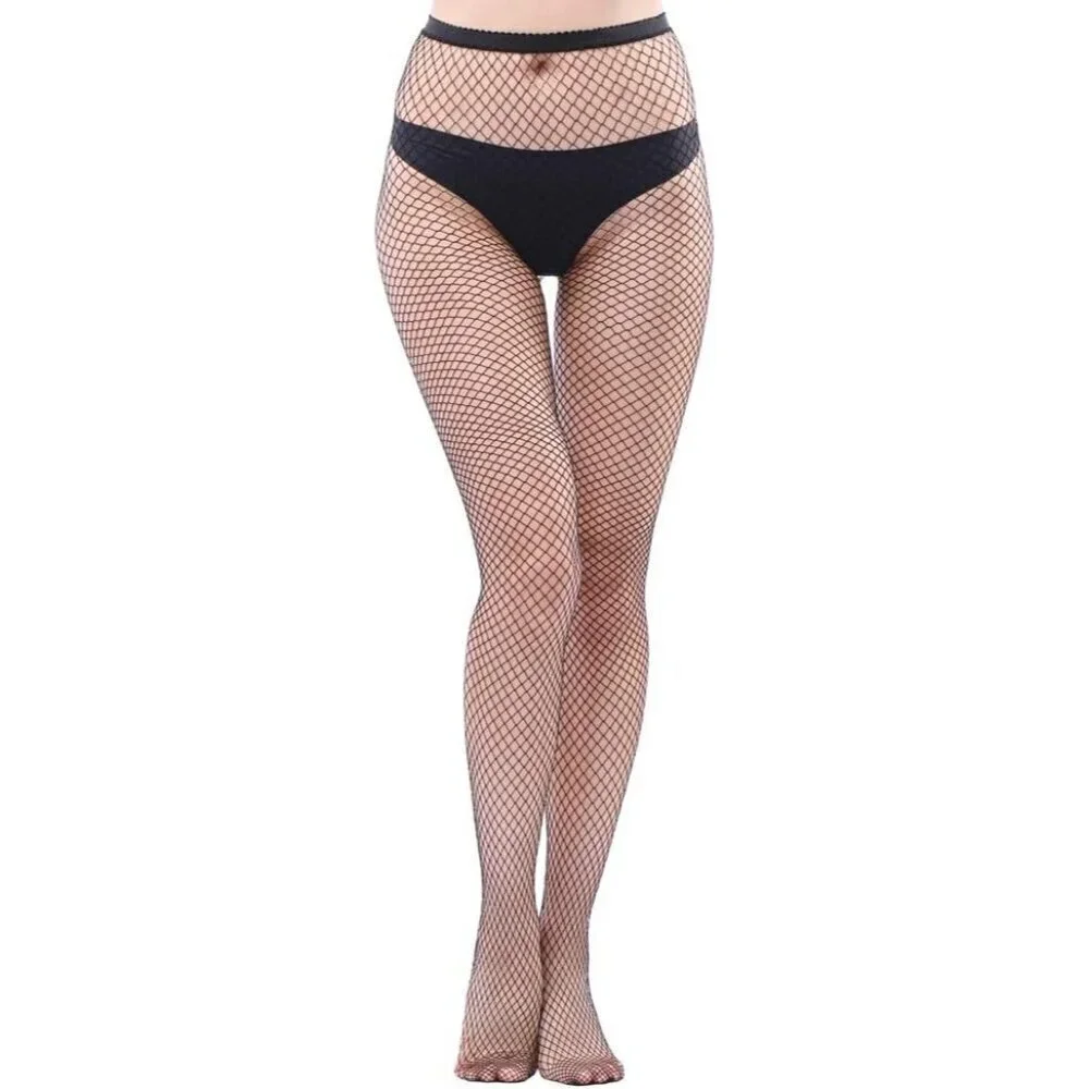 🆕Women's Black Fishnet Tights with Bold Diamond Pattern Comfortable and Stylish